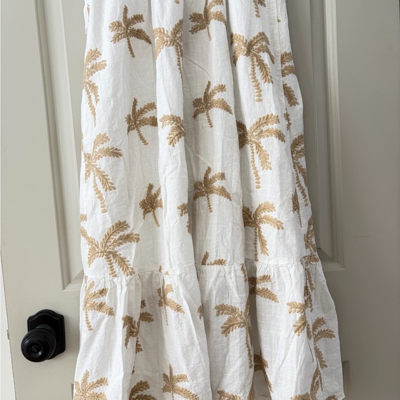 Impressions Boutique Palm Tree Embroidered Cotton Midi Dress Rope Straps Size M - Picture 7 of 14